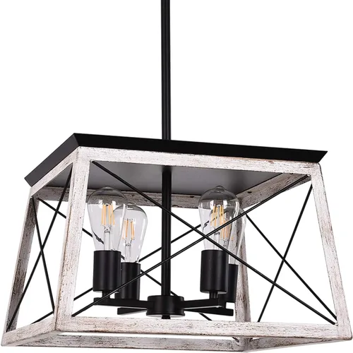 Miniatura 9 de Luupyia Lámpara de techo de granja de 2 luces, montaje semiempotrado, luz de techo blanca, rectangular, iluminación rústica, granja, pasillo