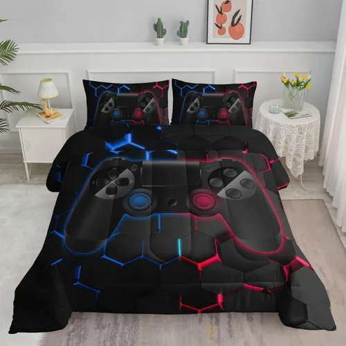 Miniatura 14 de Juego de edredón para niños Axolotl, tamaño individual, juego de ropa de cama con diseño de autos de carreras para niños, niñas, adolescentes
