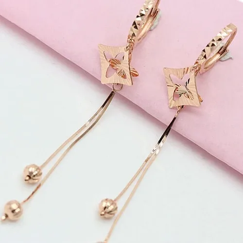 Miniatura 4 de SAGEKING 2024 New 14K Rose Gold Fashion Hollow Style Flower Soft Chain Tassel Earrings For Women585 Purple Gold Classic Charm Jewelry Fashion