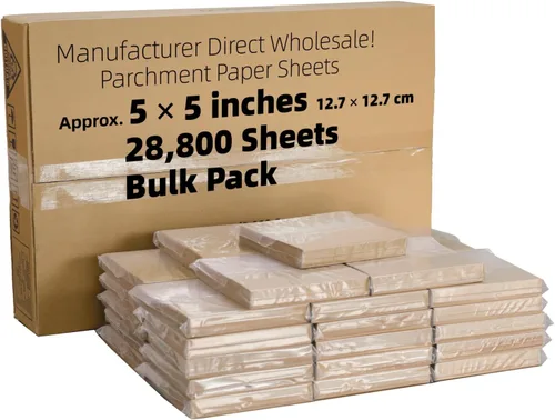 Miniatura 29 de Cuadrados de papel pergamino pequeños comerciales de 4 x 4 pulgadas (43,200 hojas), sin blanquear, antiadherentes, precortados, para envoltorios