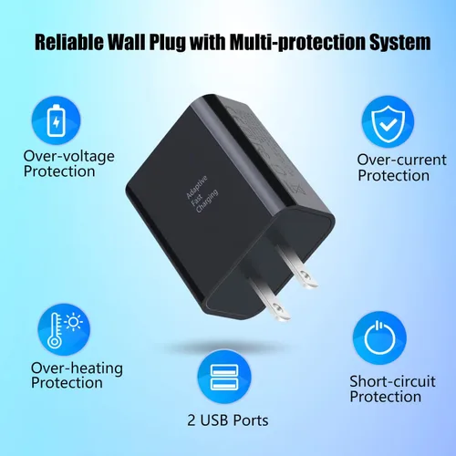 Miniatura 3 de Costyle - Cargador de pared USB doble, 3 unidades de 30 W, 2 puertos, bloque de carga rápida adaptativo, cargador rápido 3.0 y 5 V 2.4 A, enchufe