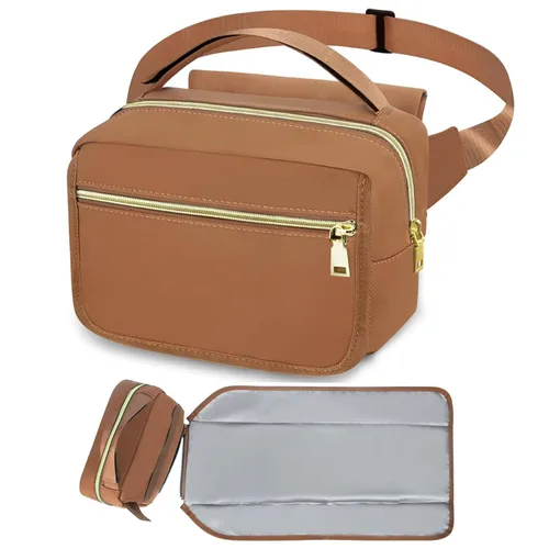 Miniatura 9 de printe Bolsa de pañales pequeña con cambiador portátil, paquete de pañales cruzado con bolsillo para toallitas, riñonera para mujer para viajes