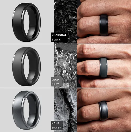 Miniatura 46 de ThunderFit Anillos de boda de silicona para hombre, 0.394 in de ancho y 0.098 in de grosor, paquete múltiple de variedad 1-7