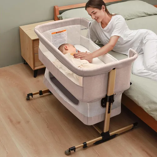 Miniatura 13 de Soobaby Cuna para bebé, cuna 3 en 1, cama portátil ajustable para bebé, cuna para recién nacido, cama imprescindible para bebé, color caqui