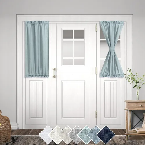 Miniatura 24 de KOUFALL Cortinas de luz lateral para puerta de 72 pulgadas de largo para ventanas laterales, mezcla de lino, protección de privacidad, filtrado