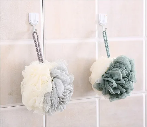 Miniatura 4 de TCOTBE Paquete de 4 esponjas de malla de encaje de esponja de baño, esponja, surtido multicolor para piel sedosa, espuma de limpieza completa