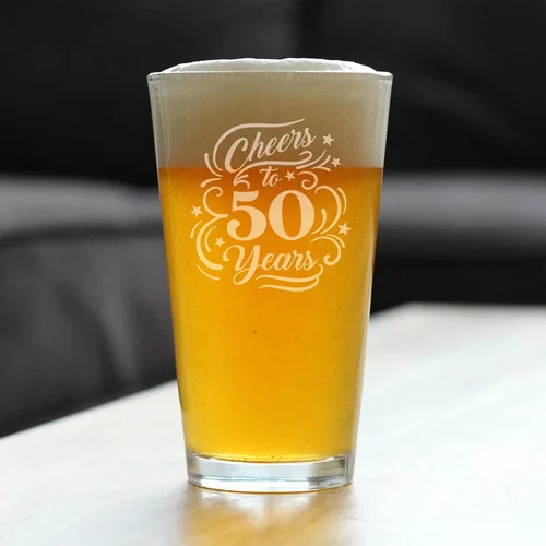 Miniatura 3 de Custom Cheers to 50 Years – Vaso de pinta para cerveza – Regalos para mujeres y hombres – Decoración de fiesta de 50 aniversario – Vasos de 16 onzas