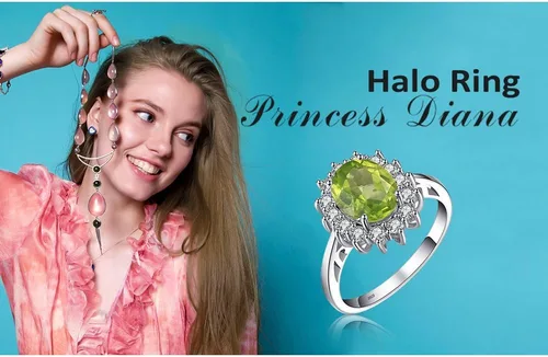 Miniatura 6 de JewelryPalace - Anillos de compromisoaniversario estilo princesa Diana Kate Middleton, con piedra natal de zafiro y halo pmujer, 14 quilates