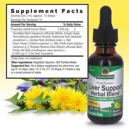 Miniatura 3 de Nature's Answer Soporte hepático sin alcohol 2000 mg 1 oz Promueve la función hepática Limpiador natural y desintoxicante Apoya el bienestar