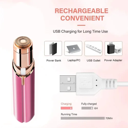 Miniatura 5 de Removedor de vello facial para mujeres, como se ve en la televisión, afeitadora facial sin dolor, mini removedor de pelo, afeitadora eléctrica Rojo