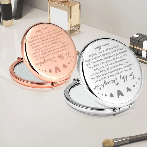 Miniatura 6 de PLITI Espejo compacto para hija con texto en inglés «To My Daughter» de mamá, papá, hija, regalo de graduación, espejo de bolsillo inspirador