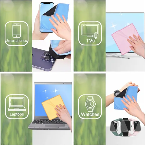 Miniatura 5 de Eco-Fused Paños de limpieza de microfibra de doble cara, paquete de 5, 6.6 x 6.2 pulgadas, paño de microfibra y gamuza para teléfonos inteligentes