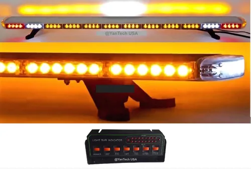 Barra de LEDs ámbar super brillantes para señal de advertencia de grúa/camión, policía, arado de nieve, con freno y luces de carga, 60 pulgadas