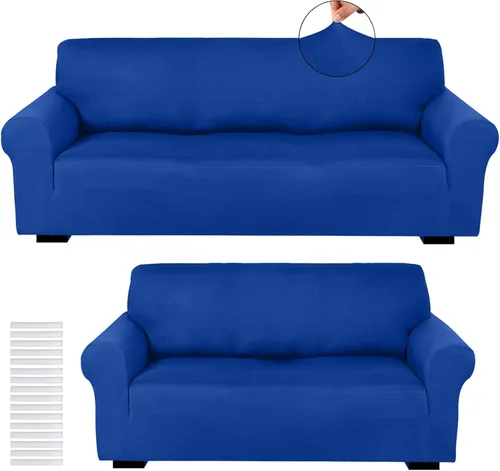 Miniatura 8 de Peryiter Juego de 2 fundas para sofá de dos plazas Fundas para muebles para sala de estar para sofá, sillón, ajuste elástico, a prueba de arrugas