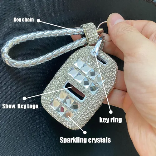 Miniatura 4 de Funda Protectora de Llavero de Diamante de Cristal de Rinita de Lujo Compatible con GMC Acadia Terrain Yukon Chevrolet Suburban Tahoe