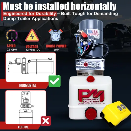 Miniatura 6 de Bomba hidráulica KTI de 12 Vcc de efecto único de 4 cuartos para remolque de descarga - Unidad de potencia hidráulica - Bomba de remolque
