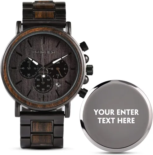 Miniatura 26 de 2win Reloj de madera grabado para novio, mi hombre, prometido, marido, relojes de madera personalizados para hombres, cumpleaños, aniversario, reloj
