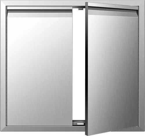 Puertas de cocina para exteriores de 26 pulgadas de ancho x 24 pulgadas de alto con mango horizontal, puertas de acceso dobles para barbacoa, acero