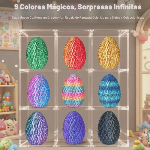 Miniatura 7 de Huevos de dragón pequeños con dragón en el interior, regalos divertidos sorpresa impresos en 3D para niños, juguetes fidget articulados de dragón Oro
