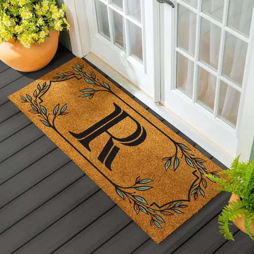 Miniatura 72 de Evergreen Flag Alfombra de puerta de fibra de coco monograma Letra B Alfombra para puerta delantera para interiores y exteriores 71x41 cm