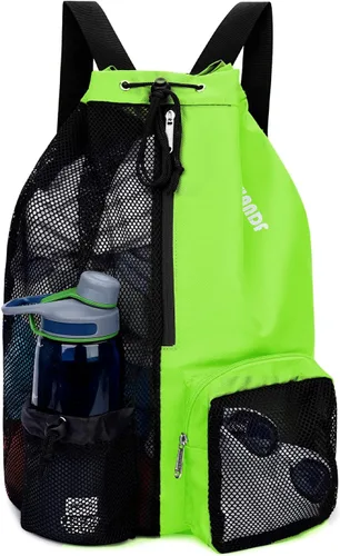 Miniatura 16 de WANDF Mochila de Malla con Cordón para Natación, con Bolsillo para Artículos Húmedos, para Natación, Gimnasio y Equipo de Entrenamiento Rojo