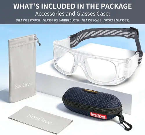 Miniatura 6 de N/A" Gafas deportivas para hombre, para raquetbol, baloncesto, fútbol, gafas protectoras, lentes de choque y colisión, reemplazables Marco