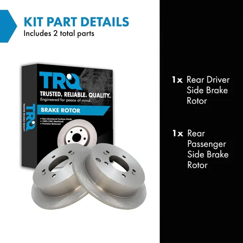 Miniatura 2 de TRQ Juego de rotores de freno trasero sólidos compatible con Hyundai Santa Fe 2001-2006 Tucson 2009-2015 Kia Sportage 2005-2016