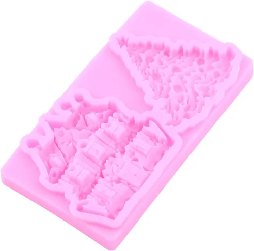 Miniatura 3 de Mujiang Moldes de silicona de muñeco de nieve de Navidad, molde 3D para castillo de Navidad, moldes de chimenea para decoración de pasteles