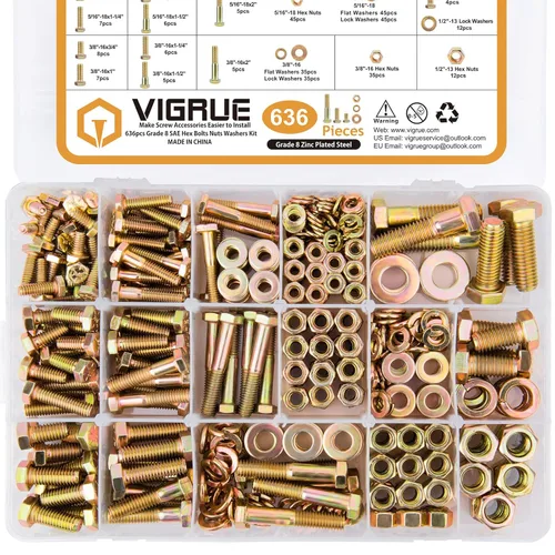 Miniatura 13 de VIGURE - Kit surtido de 228 tornillos métricos M6 M8, M6 x 12/16/20/25/1.181 in de acero inoxidable con brida y tornillos y tuercas métricas