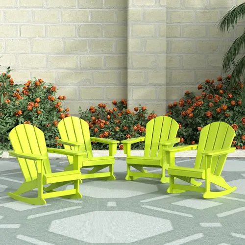 Miniatura 228 de WestinTrends Silla mecedora Malibu de poliéster para exterior/patio Adirondack, Negra