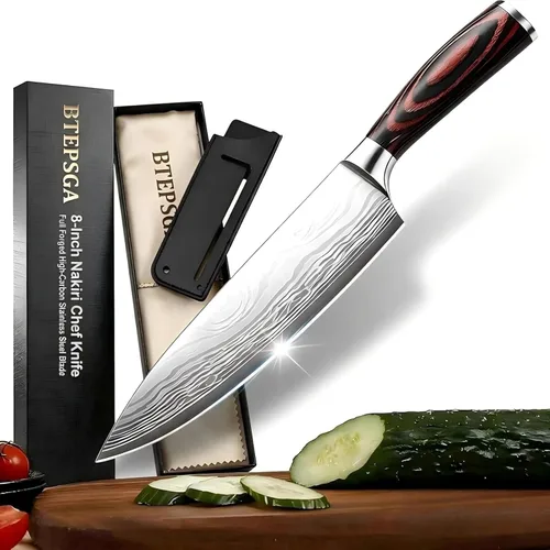 Cuchillo de chef de 8 pulgadas, cuchillo de cocina de acero inoxidable de alto carbono, cuchillo de cocina multiusos para picar carne y verduras,