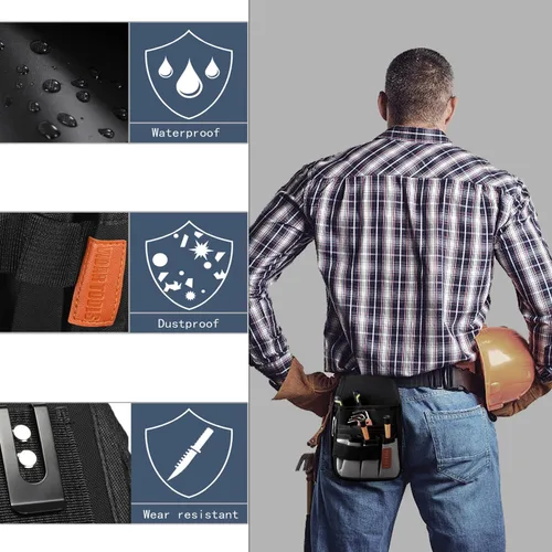 Miniatura 3 de VIDAR TOOLS Pequeña bolsa de herramientas con clip para cinturón, bolsas para cinturón de herramientas, bolsa de herramientas de electricista. Mini
