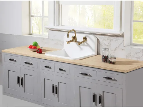 Miniatura 7 de Kingston Brass Concord - Grifo de cocina ajustable de 8 pulgadas para montaje en pared, latón cepillado