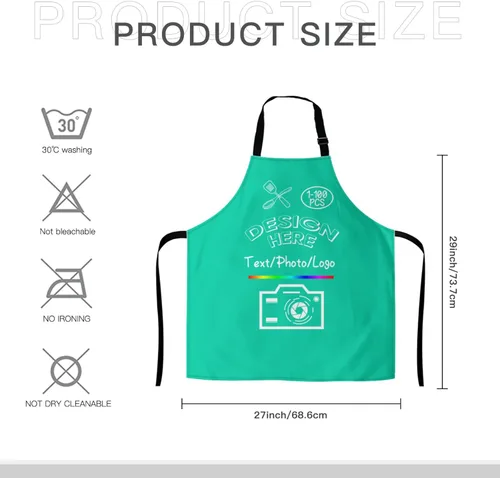 Miniatura 7 de Delantal personalizado para mujeres y hombres, haz tu propio nombre, foto personalizado, delantal de cocina de chef, 1-100 piezas delantales
