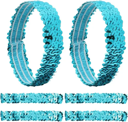 Miniatura 9 de GORGECRAFT 12 diademas de lentejuelas elásticas con purpurina elástica con purpurina a la moda, juego de accesorios para mujeres, deportes, bailes