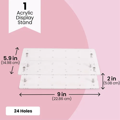 Miniatura 6 de Stockroom Plus Soporte para tartas, 24 agujeros, acrílico transparente, 9 x 5.9 x 2 pulgadas, estante y bandeja para tartas, exhibición para 24