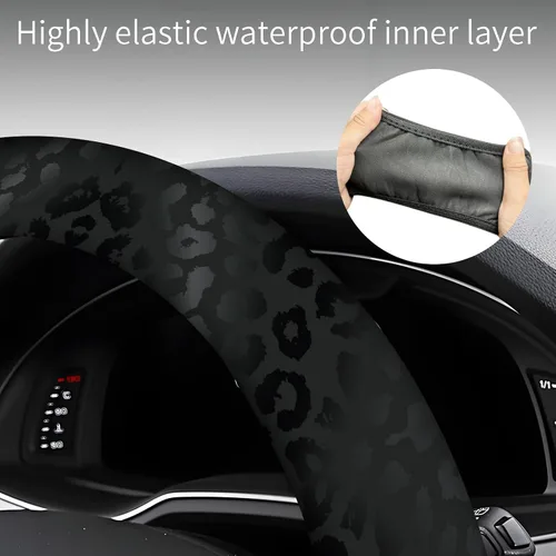 Miniatura 4 de Fundas para volante para automóvil, camión y SUV, lindo volante elástico antideslizante, transpirable, accesorios de automóvil, funda de cuero