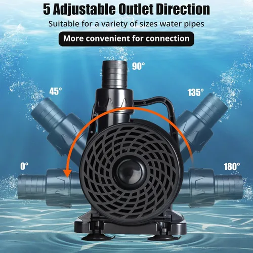 Miniatura 4 de Bomba de agua sumergible de 3700 GPH, bomba de estanque de 130 W, bomba de transferencia de agua de altura de elevación de 31 pies, 16 pies, salida