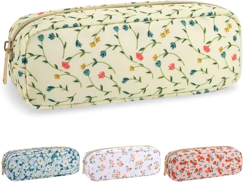 Miniatura 63 de izuzta Bolsa de maquillaje pequeña de nylon para bolso, linda bolsa de cosméticos con cremallera, bolsa de maquillaje preppy, Azul, Mini 2-Azul