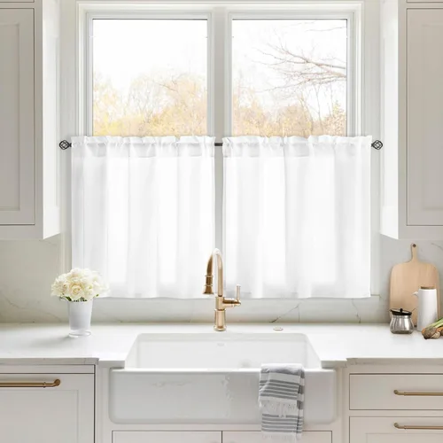Miniatura 12 de HOMEIDEAS Cortinas Transparentes de Privacidad Blancas No Transparentes, 52 X 45 Pulgadas de Largo 2 Paneles Cortinas Transparentes Filtradoras