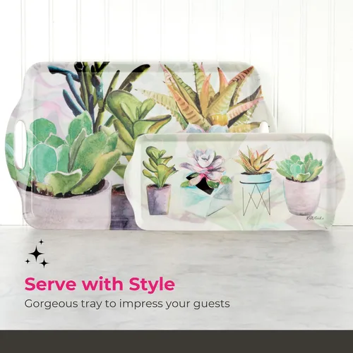 Miniatura 4 de Pimpernel Lilac Bloom Sandwich Tray – (15.1 x 6.5 pulgadas) Tablero rectangular de melamina con elegante diseño floral, accesorio de mesa decorativo