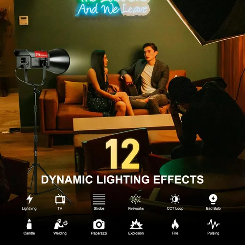 Miniatura 4 de GVM 300W Luz de Vídeo LED, 221950lux/1m, Kit de Iluminación de Fotografía ARO SD300B con Control por Aplicación, Luz de Estudio de 2700K-6800K Kit