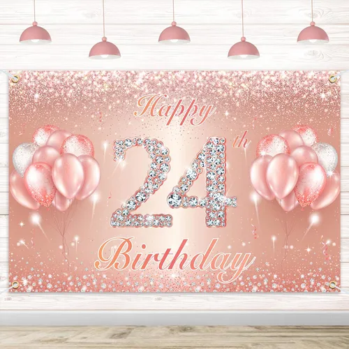 Miniatura 11 de Fondo de pancarta de feliz cumpleaños 10 – Suministros de decoración de fiesta de cumpleaños 10 para niñas o niños – Oro rosa 4 x 6 pies