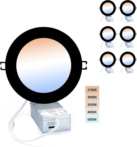 Miniatura 7 de POPANU Iluminación LED empotrable prémium de 4 pulgadas, 5 CCT, ajustable, regulable, empotrable, lámpara de techo con caja de conexiones
