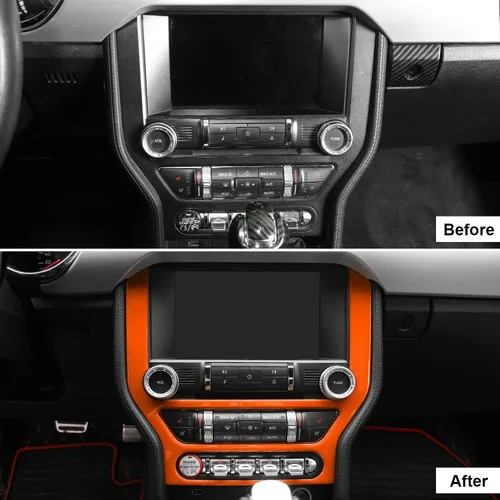 Miniatura 2 de CheroCar para Ford Mustang - Cubierta de Marco de Pantalla de Navegación para Consola Central, Decoración Interior Compatible con Ford Mustang