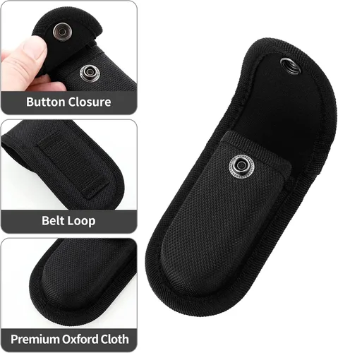 Miniatura 3 de Funda de nailon para cuchillos de bolsillo, bolsa multiherramienta de 4 pulgadas, funda plegable para cinturón de cuchillo con cierre a presión