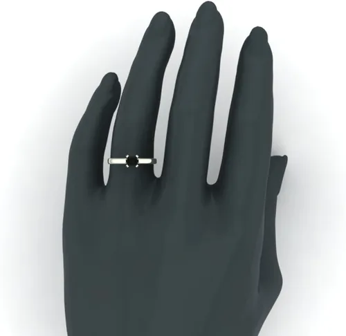 Miniatura 2 de Anillo de compromiso de diamante negro de corte redondo, oro de 14 quilates, 23 quilates