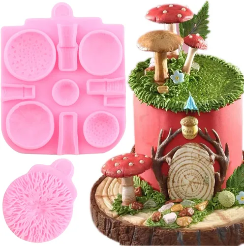 Mujiang Moldes de silicona de fondant de hongos 3D para decoración de pasteles de chocolate caramelo polímero arcilla resina goma pasta