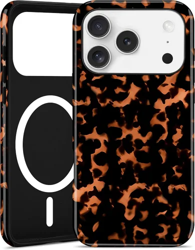 Miniatura 17 de Jusy Compatible con MagSafe Brown Tortoise Shell Print Phone Case para iPhone 7/8/SE, funda protectora magnética de lujo de TPU suave