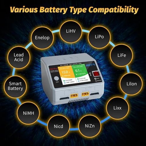 Miniatura 3 de HOTA D6 Pro RC Batería AC200W DC 325W Dual RC Cargador 15A Balance Cargador para RC 1S 2S 3S 4S 5S 6S Lipo Baterías LiHv Nicd NiMH Carga de batería